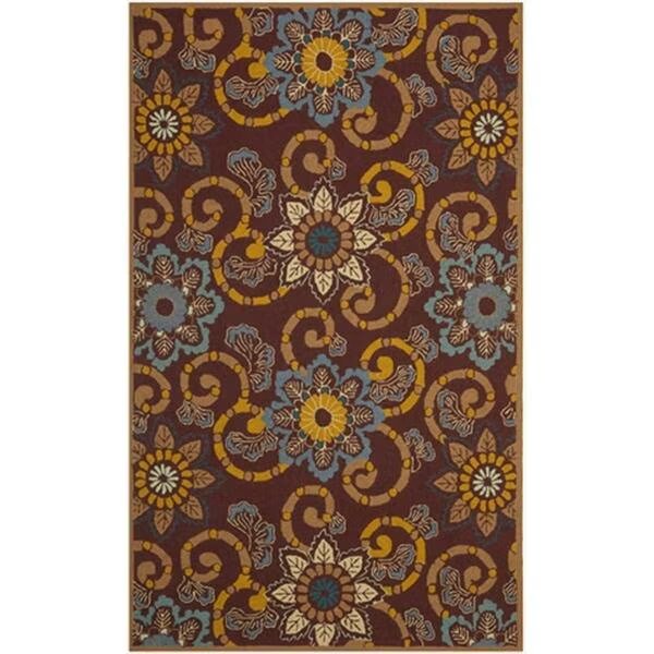 5 x 8 ft. Medium Rectangle- Indoor - Outdoor Four Seasons Burgundy Hand Hooked Rug, Safavieh, Mfr#: FRS513B-5